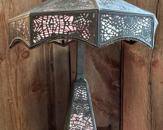 Vintage Metal "Spider Web" Cutout Table Lamp.