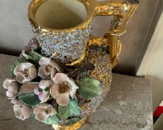 Vintage Porcelain Vase (Handle is Broken) Photo 2 of 3.