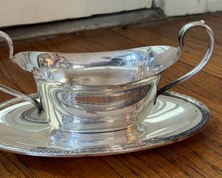 Silver Plate Gravy Boat with Underplate. Photo 1 of 2.