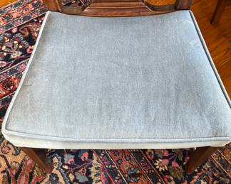 Set of 8 Mid-18th Century (Circa 1770) Mahogany Thomas Chippendale Dining Chairs with Light Blue Velvet Upholstery. Photo 4 of 4.