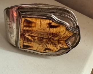 Whole Tortoise Shell Including Abdomen With Silverplate Trim Snuff Box. Circa 1875. Photo 2 of 2.