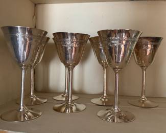 Set of 8 Silver Plate Wine Stems.
