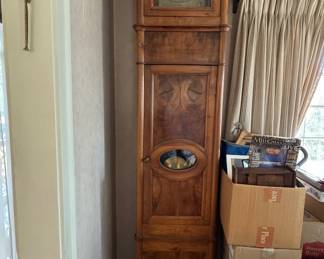 Antique French Long Box Grandfather's Clock Circa Late 1800s. Measures 18" W x 10" D x 101" H. Photo 1 of 3.
