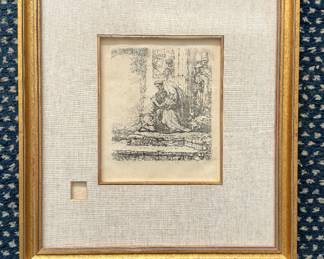 Rembrandt Etching. Photo 1 of 2.