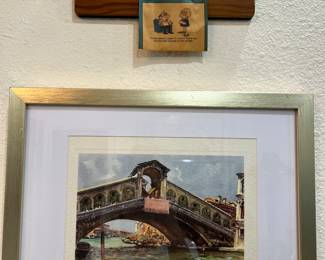 France mid century artwork, Vintage funny Plaque.