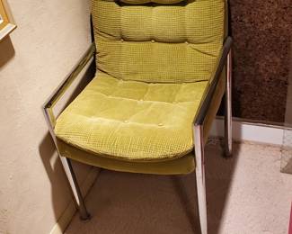 Chrome and fabricmid century chair