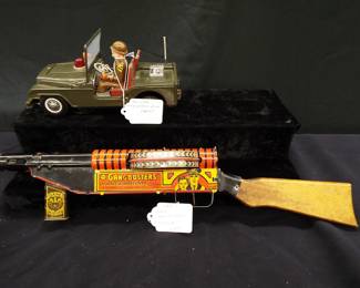 Tin Litho Army Jeep Japan 1930's Marx Tommy Gun