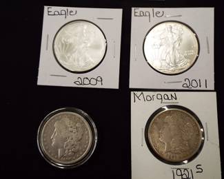 Silver Eagle 1921S Morgan 1890D Morgan