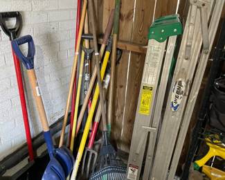 Garden tools and ladders.