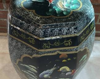 Vintage hand-painted barrel.