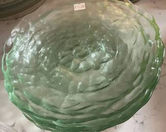 Vintage green glass plates.