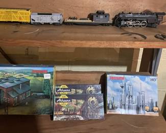Vintage HO scale Athearn trains and accessories.