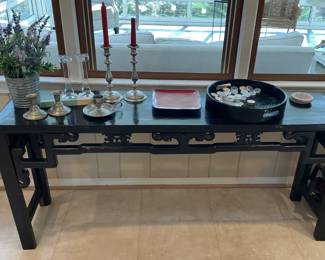 Black lacquer Chinese console table.