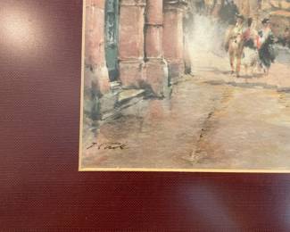 Set of four framed European prints. 