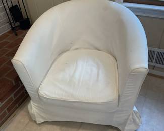 Club chair with slipcover.