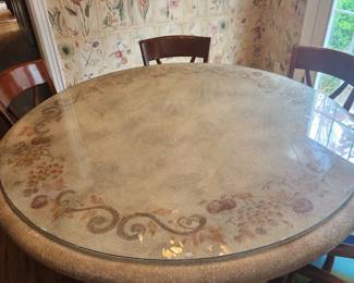 D4 Heavy Stone/Concrete Table with Glass Tabletop