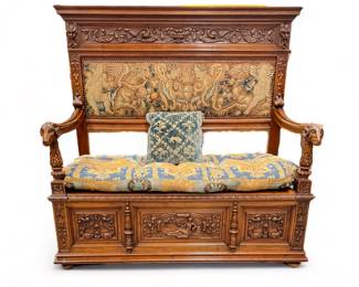 Antique chair bench with storage