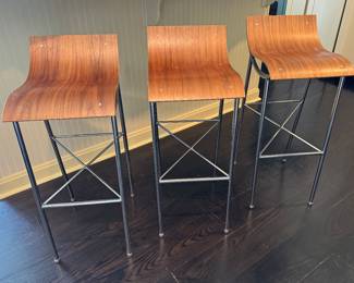 Bentwood and Chrome Barstools by Pure Design