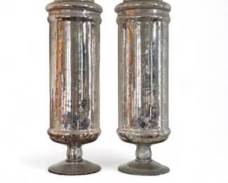 Pair of mercury glass apothecary jars