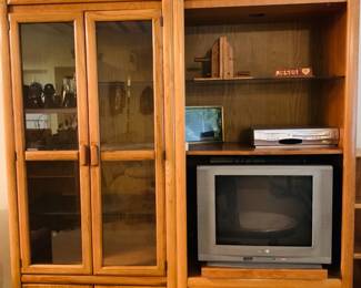 Two Separate Cabinets - One Display Cabinet with Wine Glass Holders - Second Media Cabinet