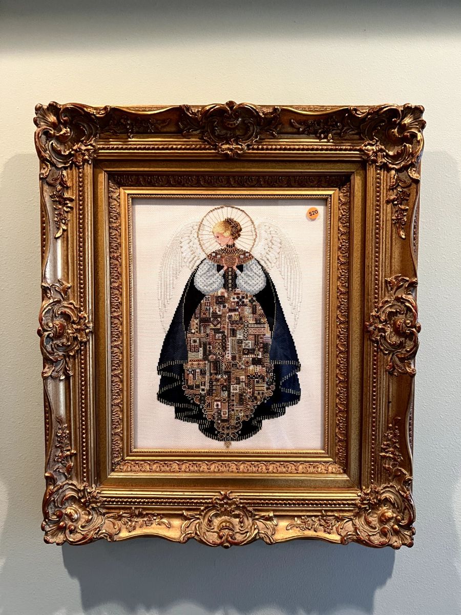 Embroidered Angel in ornate gold frame