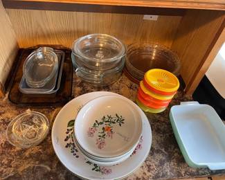 Assorted Bakeware, Vintage Tupperware and Serveware