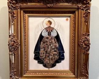 Embroidered Angel in ornate gold frame