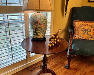 Round Wood Table, Lamp