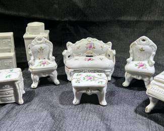 Vintage Miniature Porcelain Dollhouse Furniture