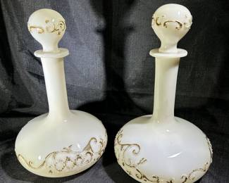 Victorian Milk Glass Decanters/ Barber’s Bottles 