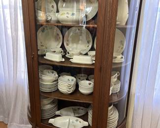 Antique Curved Glass China Cabinet