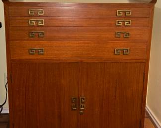 Mid Century Asian Inspired Flatware Cabinet
