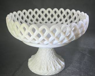 Vintage Fenton Milk Glass Candy/ Fruit Pedestal Bowl