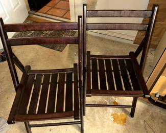Vintage Dark Wood Folding Chairs