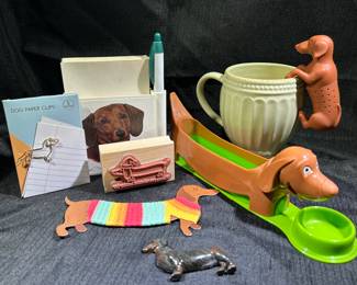 Dachshund Notepads, Magnets, Paper Clips, Tea Diffuser, and even a Hot Dog Slicer!  Dachshunds everywhere!