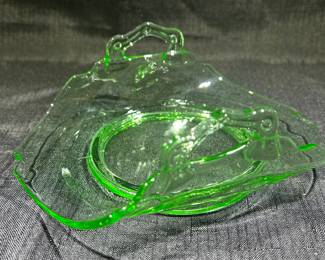 Curved Uranium Glass Bonbon Dish