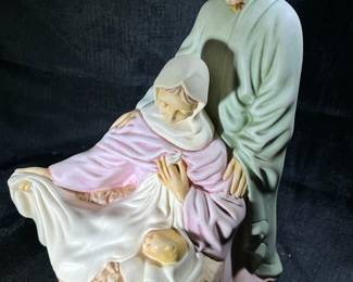 Vintage 1970s Hand Painted Ceramic Holy Family Figurine 