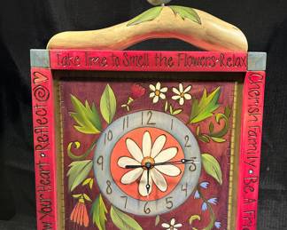 “Sticks” Square Wall Clock with Bird