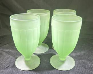 Frosted Green Glass Goblets