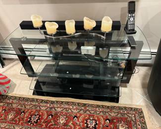 3 Tier Glass and Metal TV/Entertainment Stand