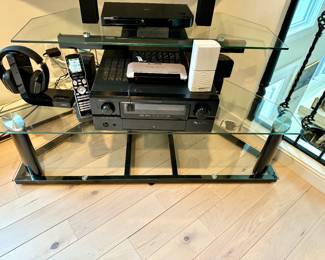 Three Tier Glass and Metal TV/Entertainment Stand