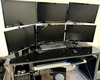 LG computer six view sonic monitors with six monitor mount