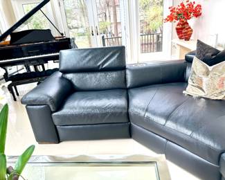 Five piece black Natuzzi, sectional with power, headrest and power recline. 2 sectionals available