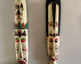 Large Hand Carved Tiki Wooden Masks