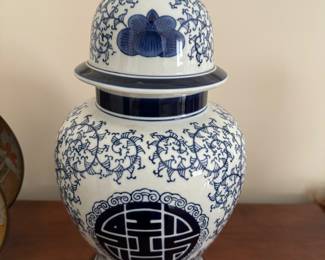 Blue And White Oriental Urn