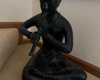 Vintage Bronze Gilded Buddhist Boy Snake Charmer