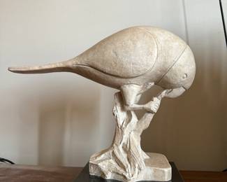 1980 Austin Productions Inc Parrot Bird on Branch Sculpture 13" x 15"