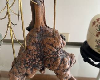 Vintage Brutalist Art Sculpture Tree on Wood and Brass