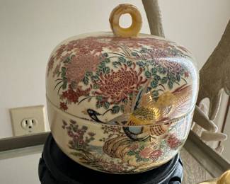 Exquisite Vintage Pheasant & Floral Covered Bowl