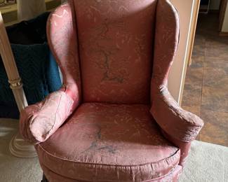 Wing Back Chair With Carved Legs